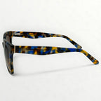 Sunglasses with a multicolored frame on a white background