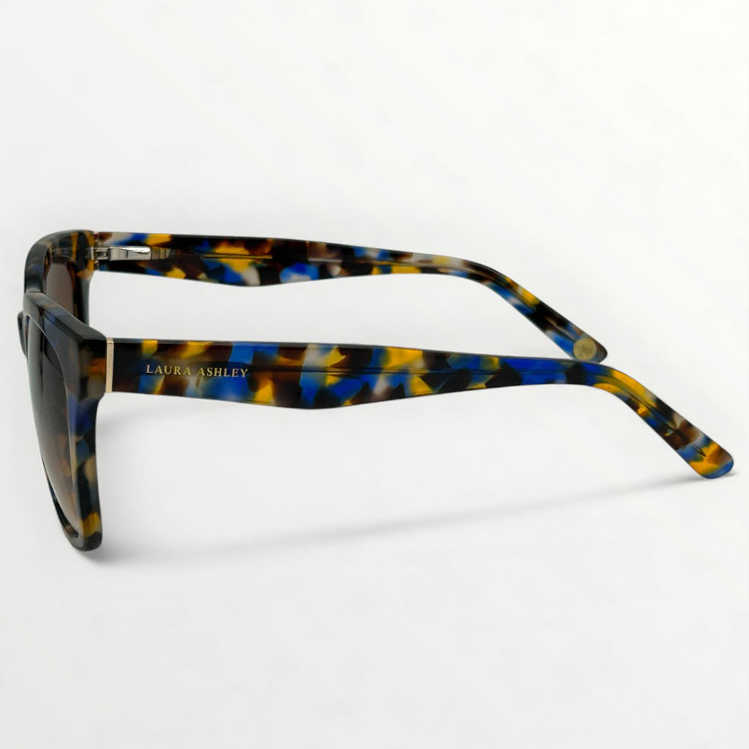 Sunglasses with a multicolored frame on a white background