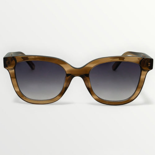 Brown sunglasses with gradient lenses on a white background