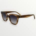 Brown sunglasses with a gradient lens on a white background