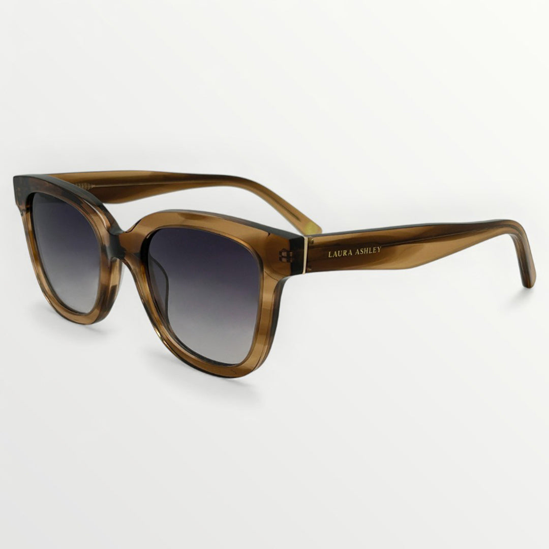Brown sunglasses with a gradient lens on a white background