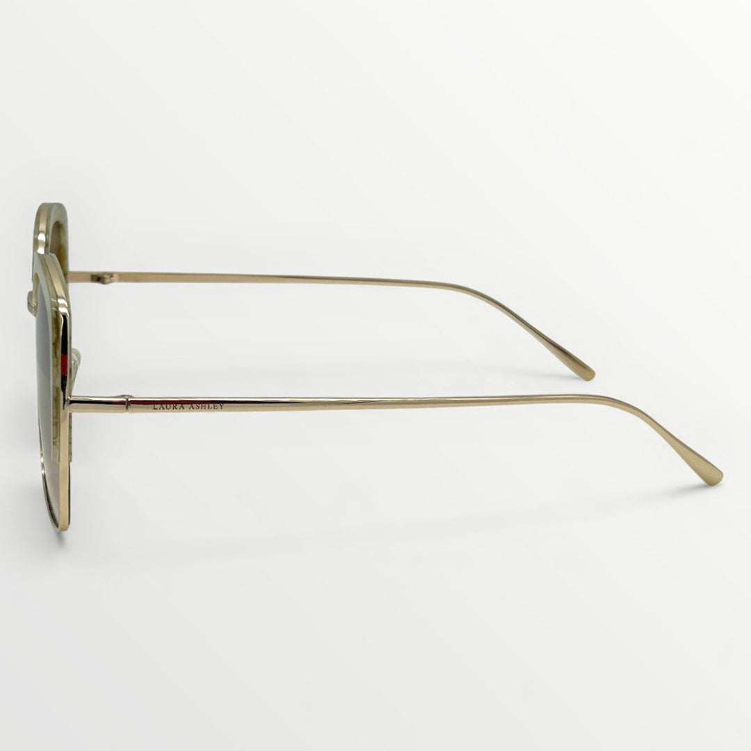 Gold-framed sunglasses on a white background