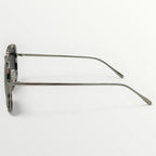 Sunglasses with a thin metal frame on a white background