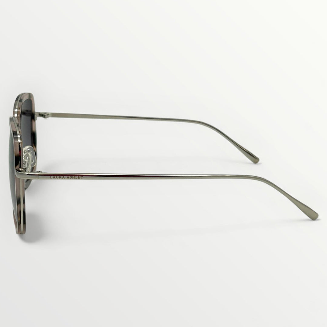 Sunglasses with a thin metal frame on a white background