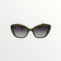 Green sunglasses with gradient lenses on a white background