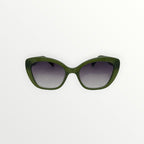 Green sunglasses with gradient lenses on a white background