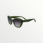 Green sunglasses with a gradient lens on a white background