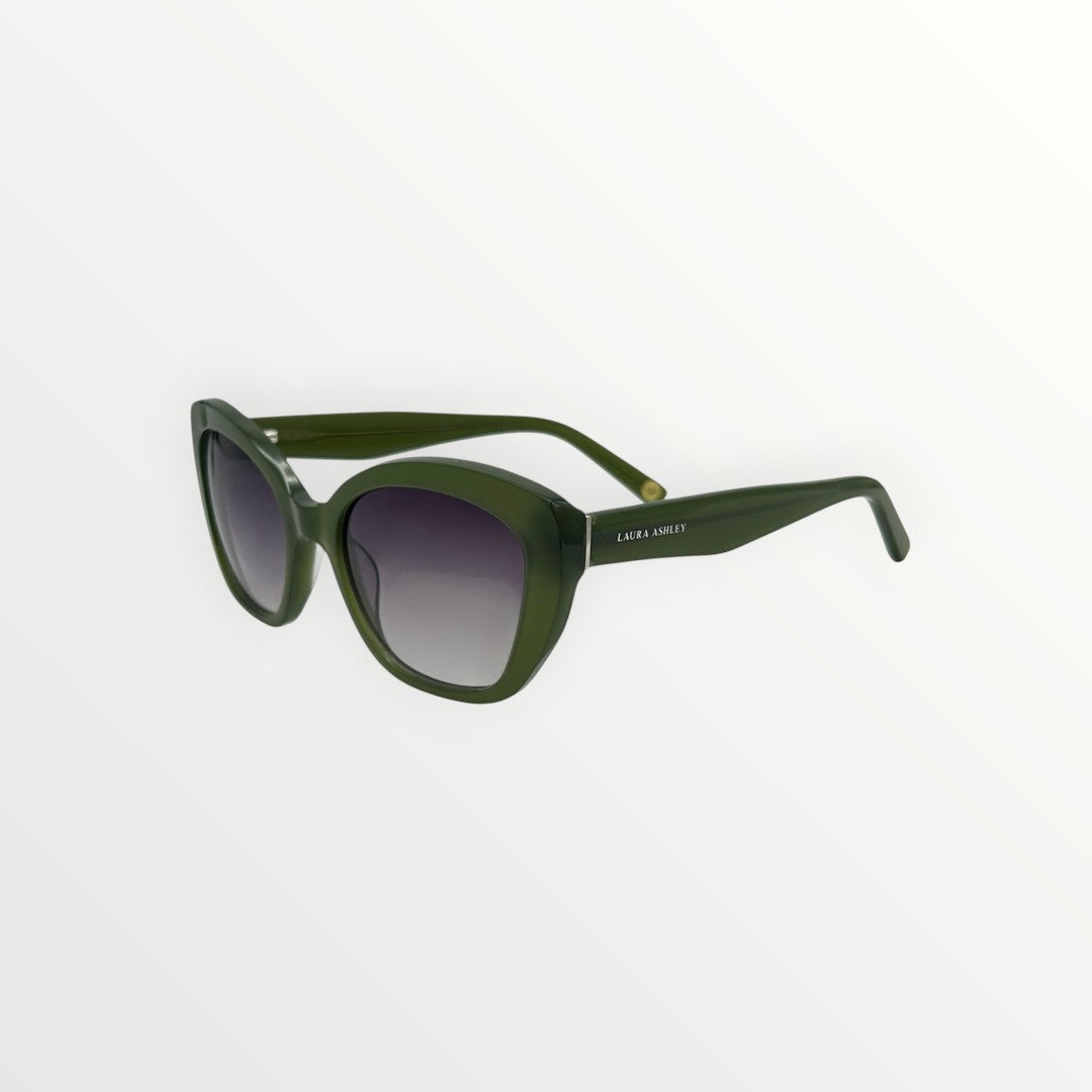 Green sunglasses with a gradient lens on a white background