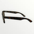 Sunglasses with tortoiseshell frame on a white background