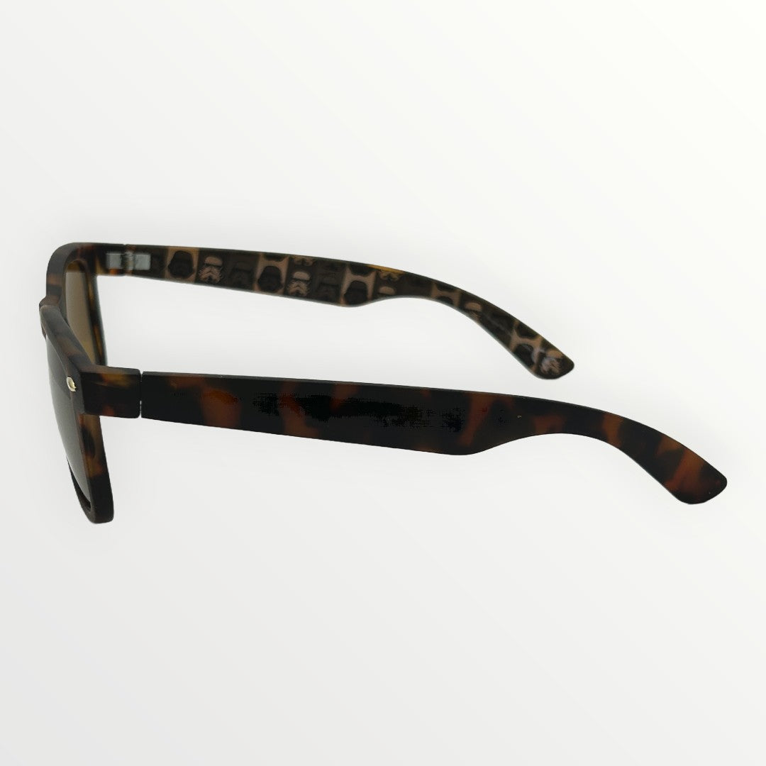 Sunglasses with tortoiseshell frame on a white background