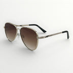 Aviator sunglasses with gradient lenses on a white background