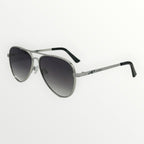 Aviator sunglasses with gradient lenses on a white background