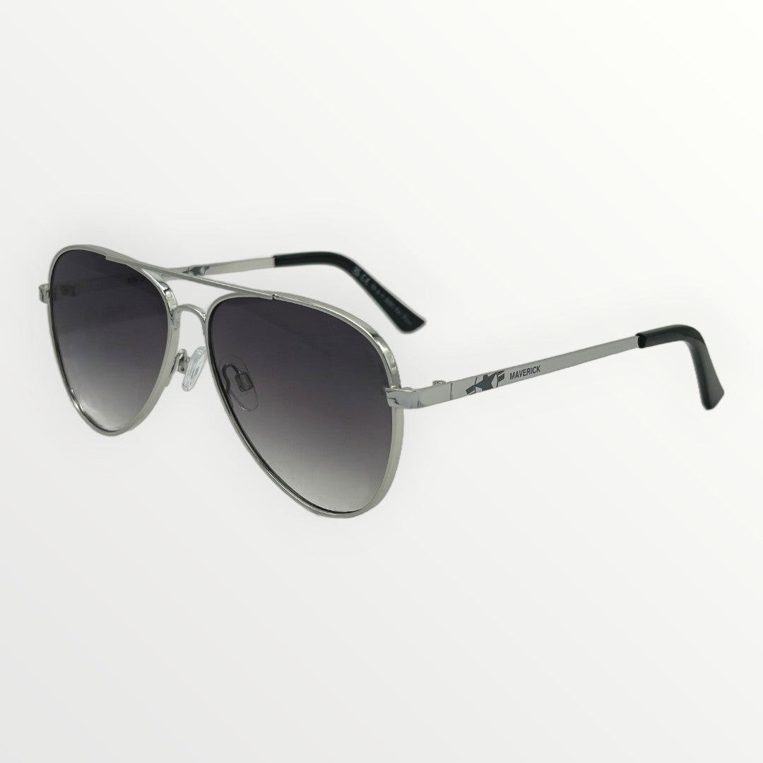 Aviator sunglasses with gradient lenses on a white background